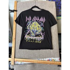 Youth SIZE Large Black Def Leppard Graphic Print Band Tee T-Shirt